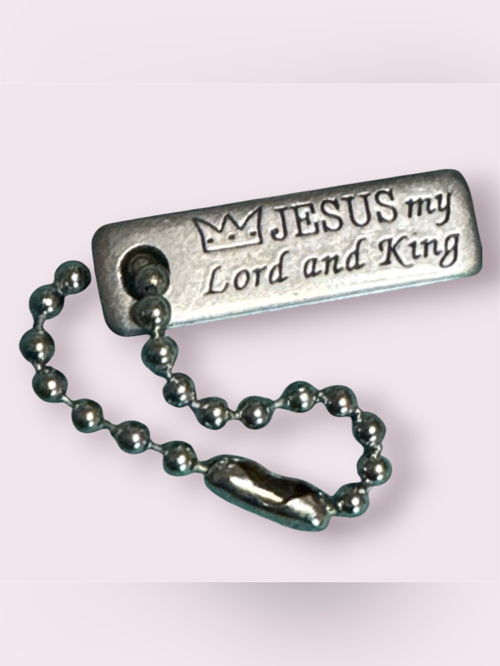 Religious Jesus My Lord and King Stainless Steel Keychain Silvertone